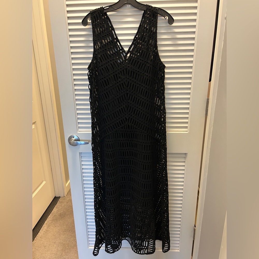 DKNY Black Open Weave Dress